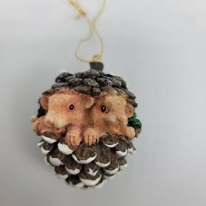 Won Woodland Pinecone Christmas Ornament Mouse Mice Forest Snow Snowy